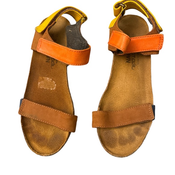 NAOT Miracle Genuine Leather Color Block Style Velcro Adjustable Wedges - Picture 4 of 5